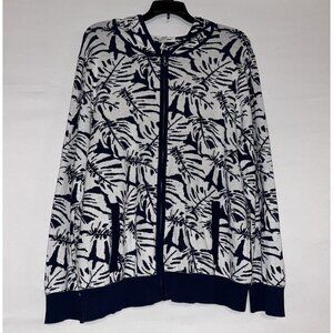 NEW NWT SIZE XL ZIPPER TOMMY BAHAMA BLUE & WHITE CARDIGAN/SWEATER WITH A HOOD.
